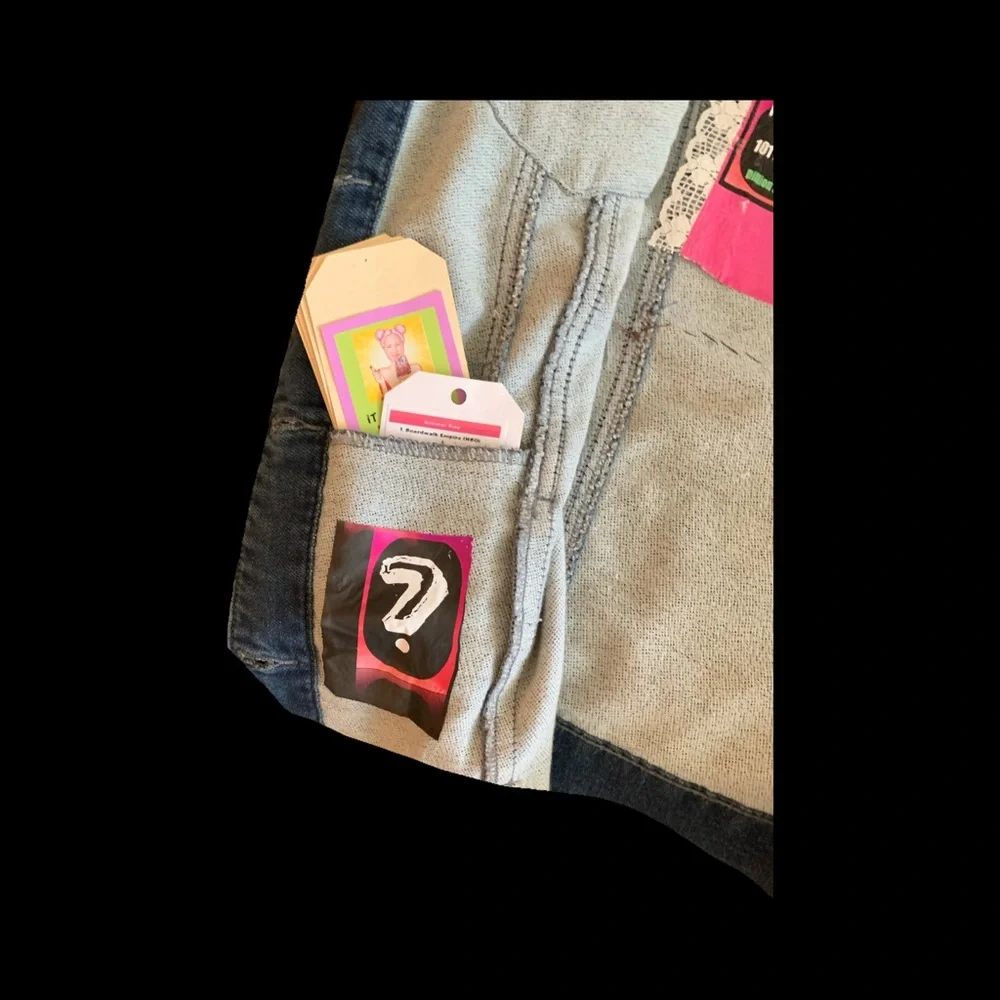 Upcycled Back Jacket Trivia Denim Jacket with Clues to TV Shows on the Back. - Picture 11 of 13